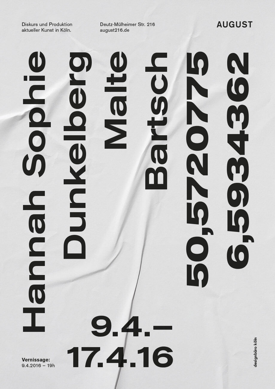 August_Dunkelberg_Bartsch_Art_Cologne_2016_A1 Hannah Sophie Dunkelberg & Malte Bartsch