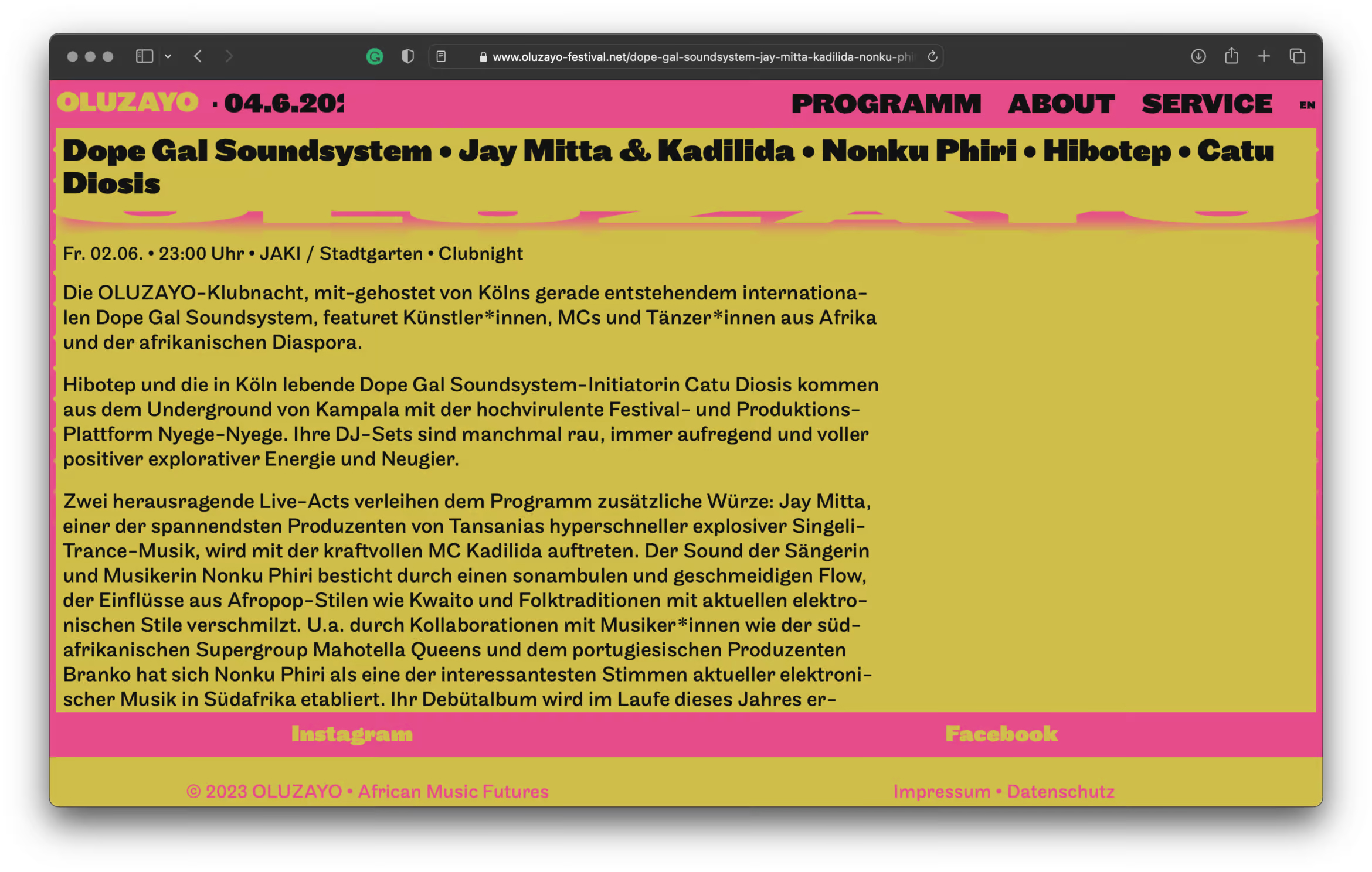 Website | UX | UI | Design | Oluzayo Festival | Webdesign | Daniel Angermann