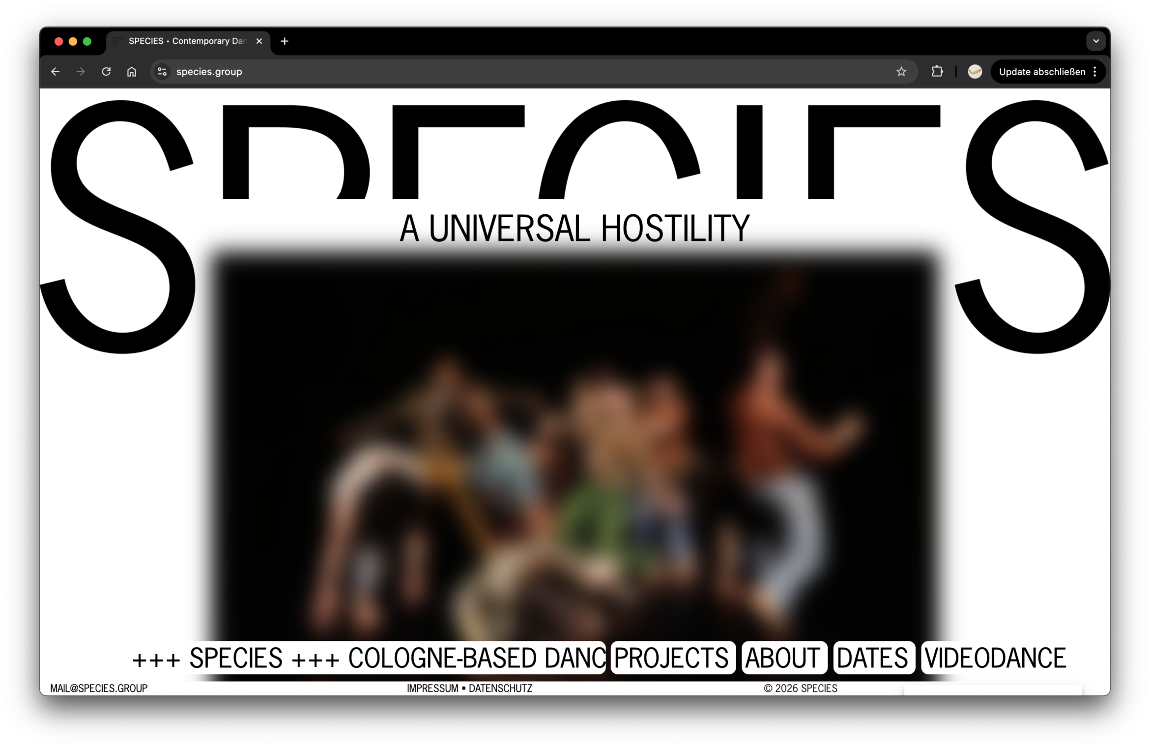 Website | UX | UI | Design | Species Dance Company | Webdesign | Daniel Angermann