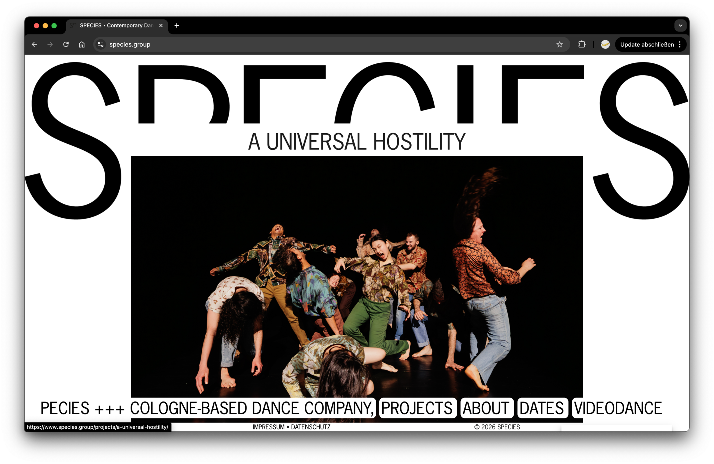 Website | UX | UI | Design | Species Dance Company | Webdesign | Daniel Angermann
